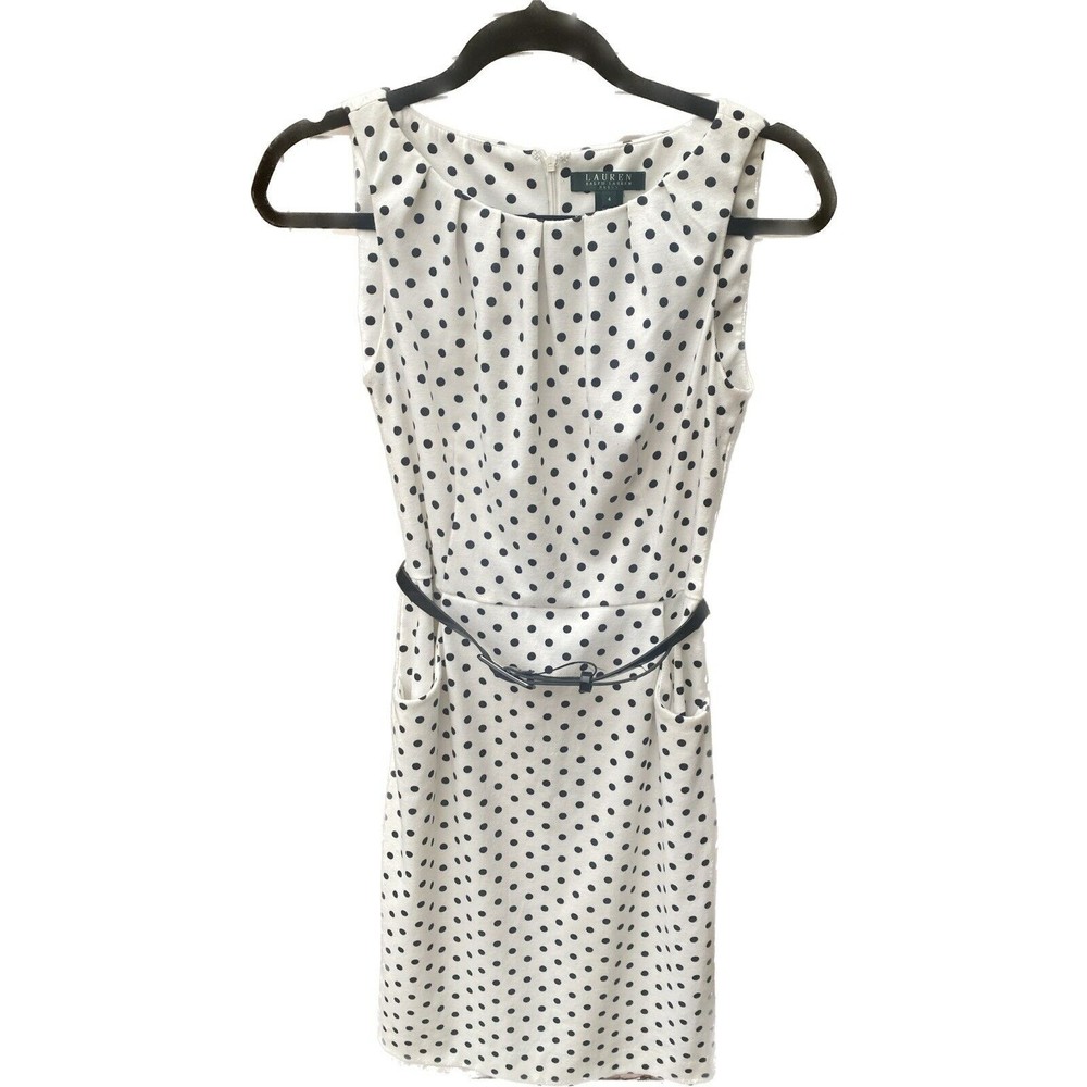 Ralph Lauren Polka Dot Dress Black And White With Belt Size 4